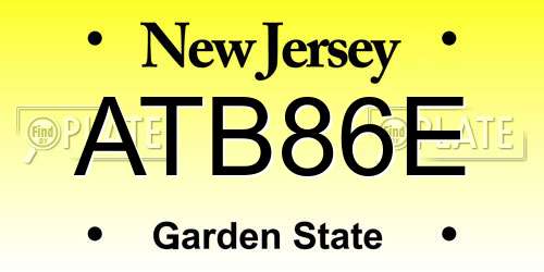 ATB86E New Jersey License Plate