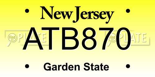 ATB870 New Jersey License Plate