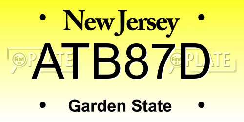 ATB87D New Jersey License Plate