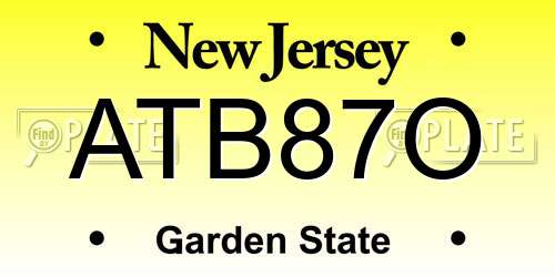ATB87O New Jersey License Plate