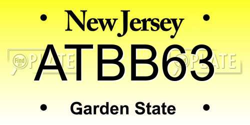 ATBB63 New Jersey License Plate