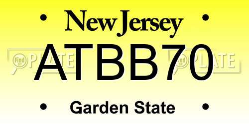 ATBB70 New Jersey License Plate