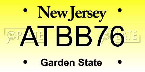 ATBB76 New Jersey License Plate