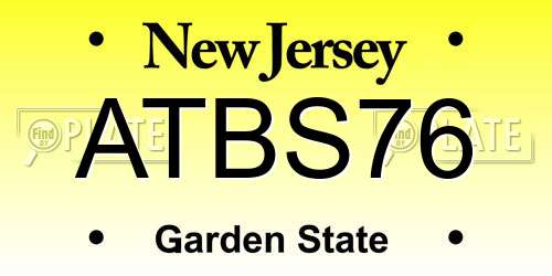 ATBS76 New Jersey License Plate