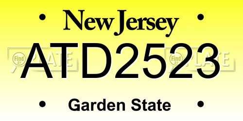 ATD2523 New Jersey License Plate