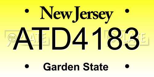 ATD4183 New Jersey License Plate