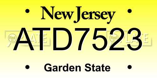 ATD7523 New Jersey License Plate