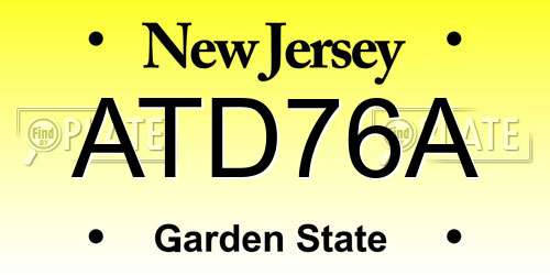 ATD76A New Jersey License Plate