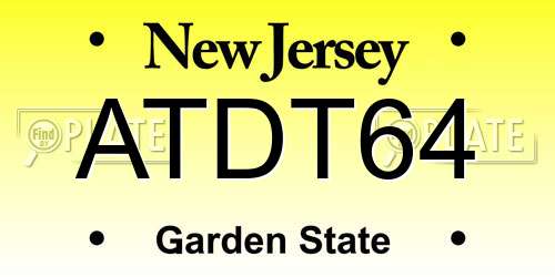 ATDT64 New Jersey License Plate