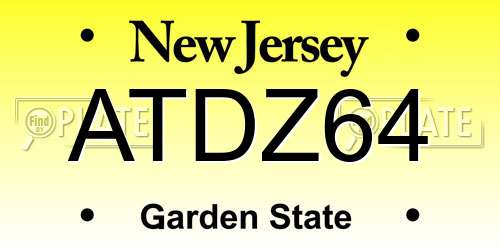 ATDZ64 New Jersey License Plate