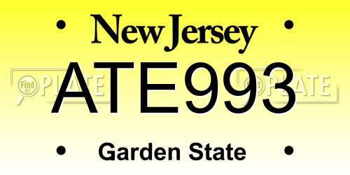 ATE993 New Jersey License Plate