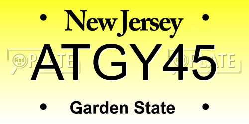 ATGY45 New Jersey License Plate