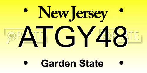 ATGY48 New Jersey License Plate
