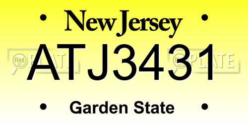 ATJ3431 New Jersey License Plate