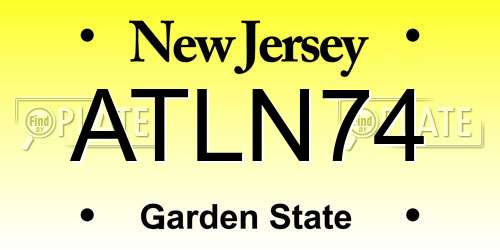 ATLN74 New Jersey License Plate