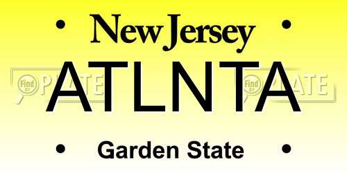 ATLNTA New Jersey License Plate