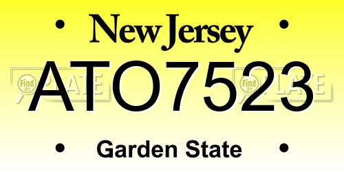 ATO7523 New Jersey License Plate
