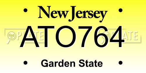 ATO764 New Jersey License Plate