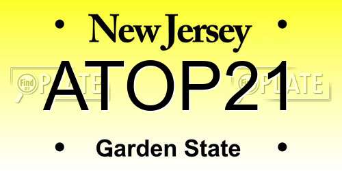 ATOP21 New Jersey License Plate