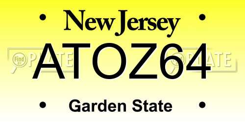 ATOZ64 New Jersey License Plate
