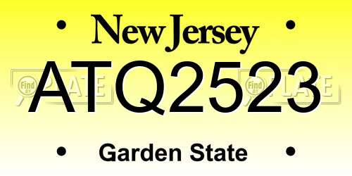 ATQ2523 New Jersey License Plate