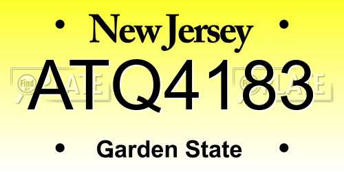 ATQ4183 New Jersey License Plate