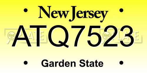 ATQ7523 New Jersey License Plate