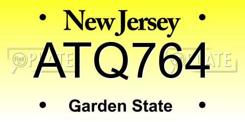 ATQ764 New Jersey License Plate