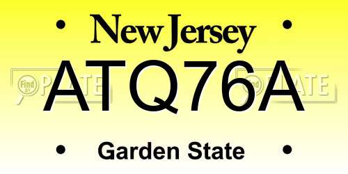 ATQ76A New Jersey License Plate