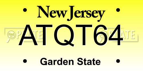 ATQT64 New Jersey License Plate