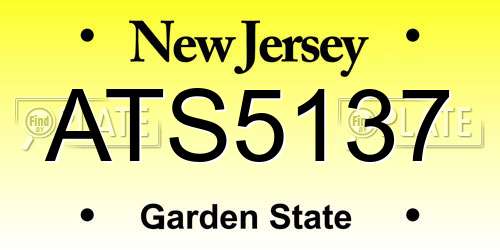 ATS5137 New Jersey License Plate