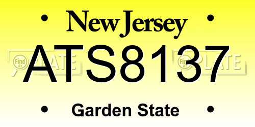 ATS8137 New Jersey License Plate