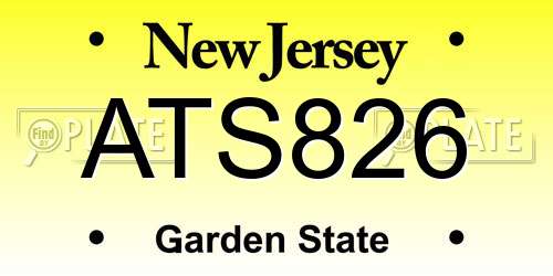 ATS826 New Jersey License Plate