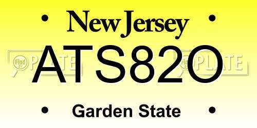 ATS82O New Jersey License Plate