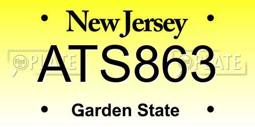 ATS863 New Jersey License Plate