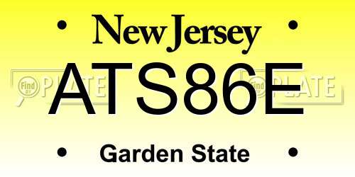 ATS86E New Jersey License Plate