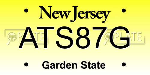 ATS87G New Jersey License Plate
