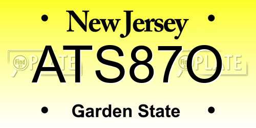 ATS87O New Jersey License Plate