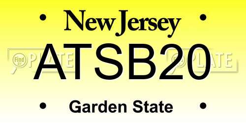 ATSB20 New Jersey License Plate