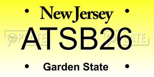 ATSB26 New Jersey License Plate