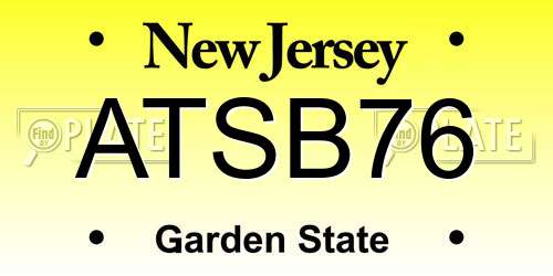 ATSB76 New Jersey License Plate
