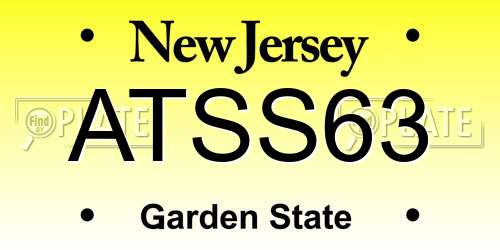 ATSS63 New Jersey License Plate