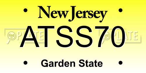 ATSS70 New Jersey License Plate