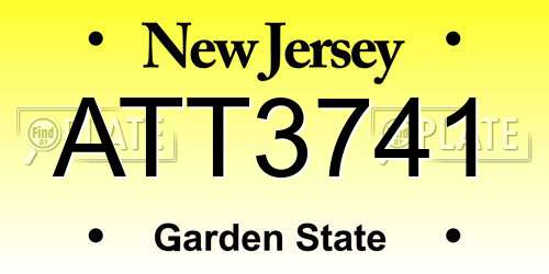 ATT3741 New Jersey License Plate