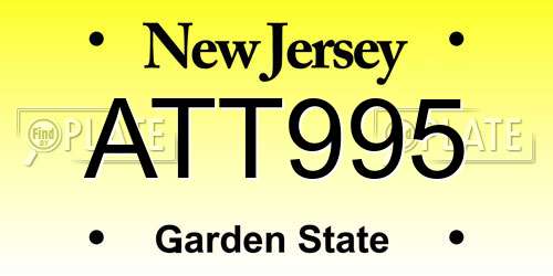 ATT995 New Jersey License Plate
