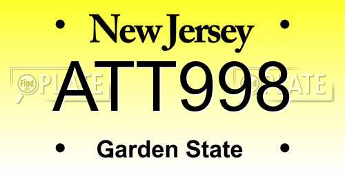 ATT998 New Jersey License Plate