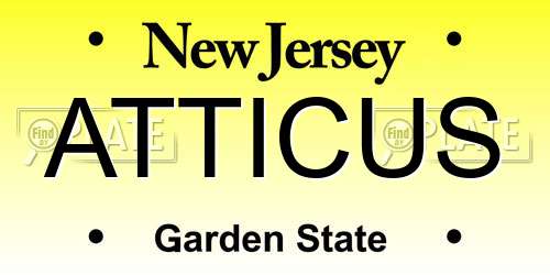 ATTICUS New Jersey License Plate