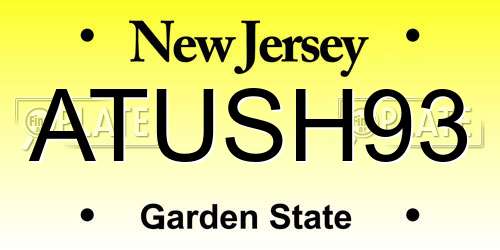 ATUSH93 New Jersey License Plate