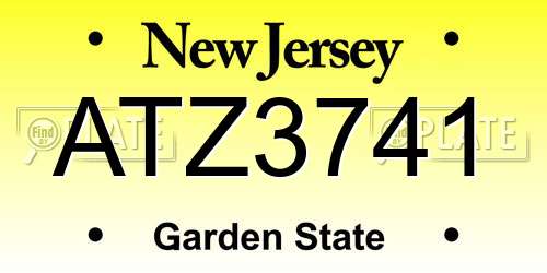 ATZ3741 New Jersey License Plate