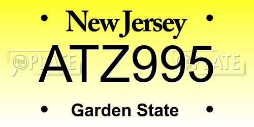 ATZ995 New Jersey License Plate